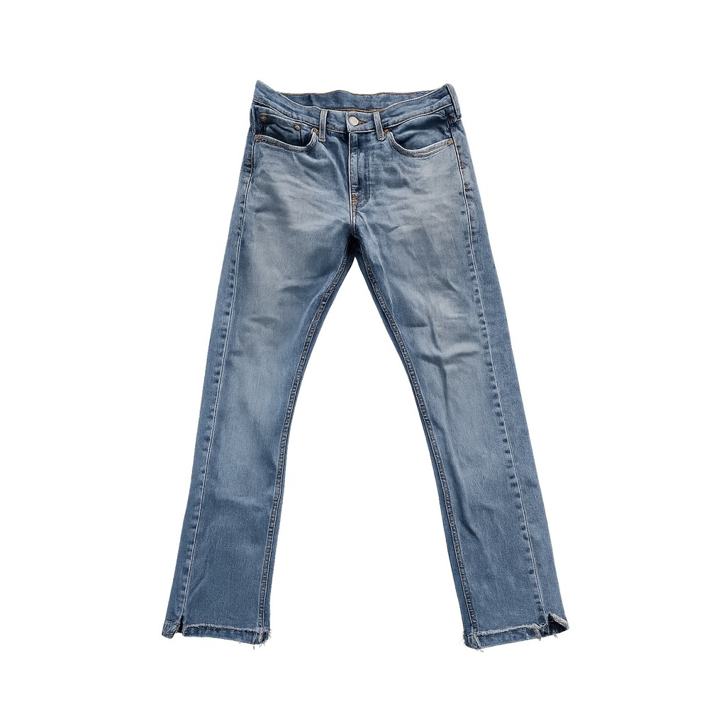 Levis 511 Slim Fit Jeans Mens 34x30 Light Wash Blue Denim Custom Cut Hem